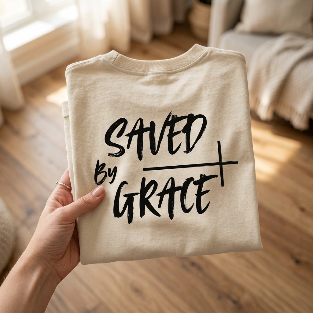 Saved By Grace Shirt, Christian Oversized unisex, Faith Streetwear