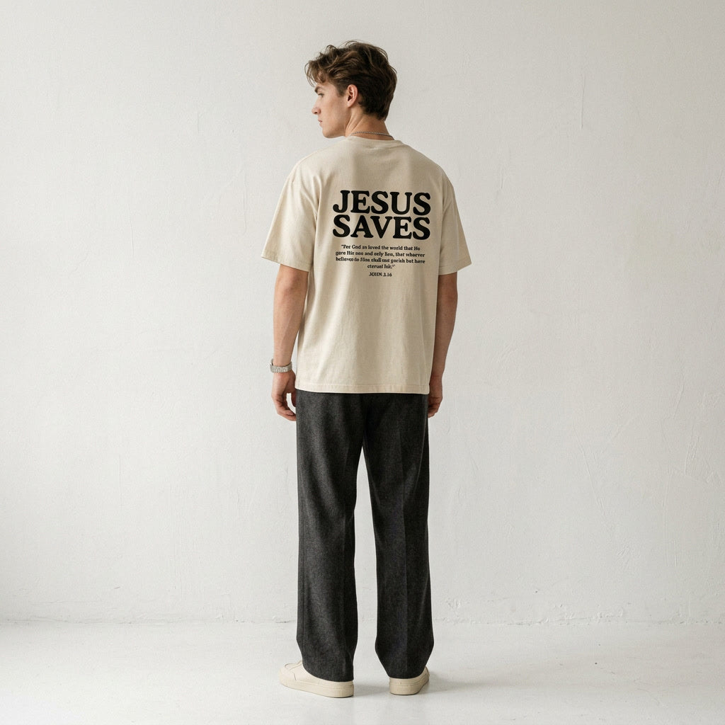 Jesus Saves Shirt, Christian Oversized Unisex, Faith Streetwear